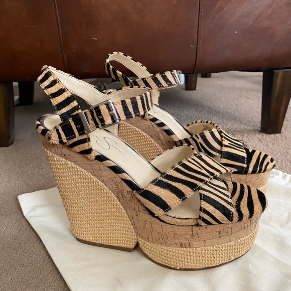 Jessica Simpson Animal Print Wedges -NWOT - Picture 2 of 6